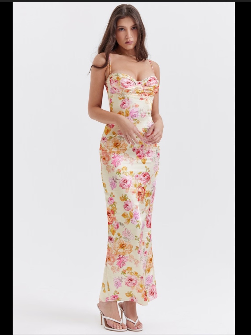 HOUSE OF CB Josefina Floral Bustier Satin Dress